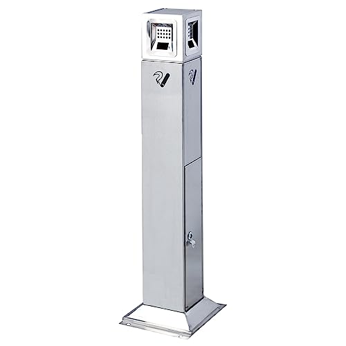 Cenicero exterior vertical de acero inoxidable con base estable de 24cm