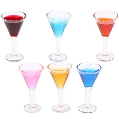 Freci 6Pcs 1:12 Dollhouse Cocktail Glasses Miniature Sharp Cocktail Glass Set Dollhouse Kitchen Accessories Baby Kids Xmas Gifts #TOP3