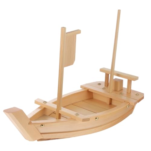 ULTECHNOVO Assiette à Sushis De Bateau 50 Cm en Bois Blanc, Plat De Service pour Sashimi, Décoration De Table Réutilisable, pour Apéritifs, Cocktails Et Événements