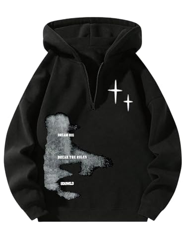 version of you ブルゾン Verdusa Men's Quarter Zip Pullover Hoodies Long Sleeve Drop