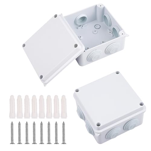 2 Stück Wasserdichte Abzweigdose Wasserdicht IP65 Verteilerdose Aufputz Verteilerdose Außen Wasserdicht Abzweigkasten Kunststoff Elektrische Box Anschlussdose Verteilerkasten Weiß