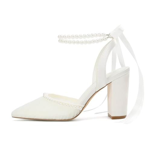Pearl Heels Wedding Shoes for Bride Closed Toe Bridal Heels Comfortable Bridal Shoes3