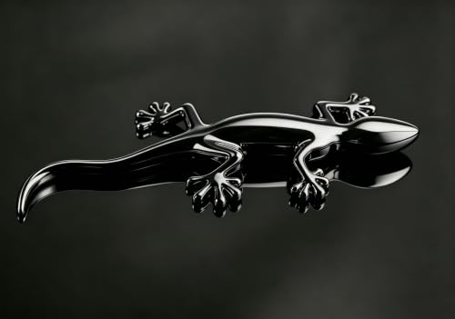 Image of 2PCS 3D Gecko Emblem Car Sticker Metal Chrome Silver Spider Badges Sticker for Universal Car Vehicle, Truck, Motorcycle, RV, Scooter, SUV, Door, Window for Headphone Decorations (Black Gecko)