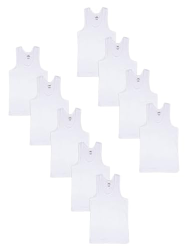 Image of LUX PARKER Boy's Regular Fit Plain Vest | 100% Cotton| Skin Friendly | U- Neck | Lightweight | Pack of 9