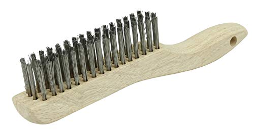 Image of Weiler 44064 0.012 inch Wire Size, 5 inch Brush Length, 10 inch X 1-1 /8 inch Block Size, 4 X 16 No. Of Rows, 302 Stainless Steel Bristles, Hardwood Block, Shoe Handle Scratch Brush