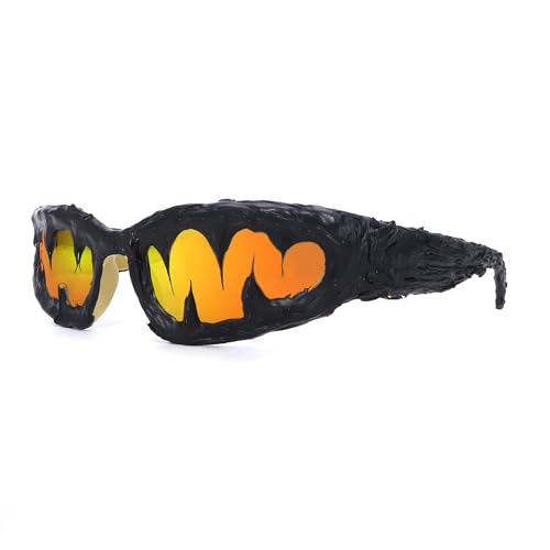 Image of GUVIVI Wrap Around Fashion Sunglasses for Men Women Swift Oval Gold Sunglasses Sport Shades Glasses Eyeglasses White