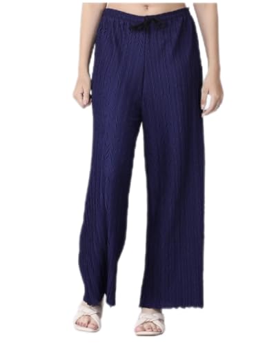 Image of Pack of 2 Women Palazzo Pants | Wide Leg Loose Fit | Combo Pack | Free Size | Stretchable Waist | Casual Wear, Office Wear, Home Wear Palazzo