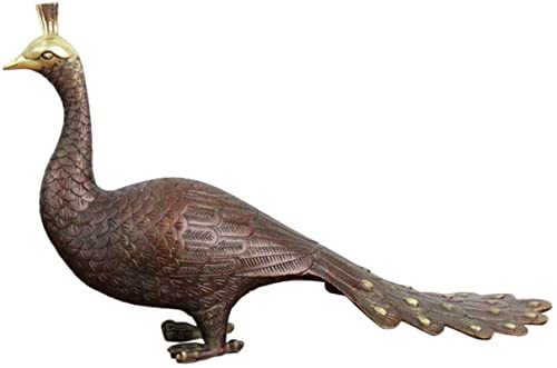 HYBUKDP Estatuas Estatuillas coleccionables Decoración de la Estatua de Pavo Real, Copper Peacock Sculpture Pájaro Animal Home Jardín Feng Shui Metal Crafts Cobre Arte Escultura de la Mascota Cover