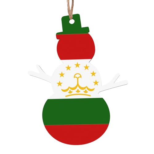 Flagge von Tadschikistan, 6 Stück, Weihnachtsbaum-Dekoration, Holzenglocke, Baum, Schneemann, Formen für Weihnachtsaufstellung