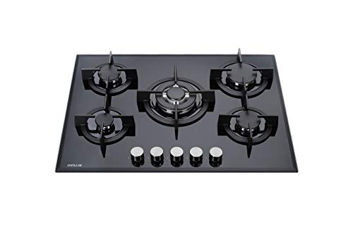 Millar GH7051PB Black Tempered Glass Hob Cooktop with 5 Gas Burners (70 cm)