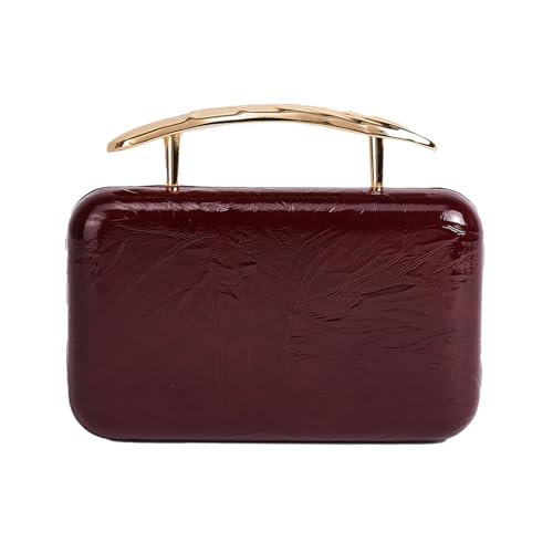 Tasysain PU Leather Sculptural Mental Top Handle Cultch Bag Chic