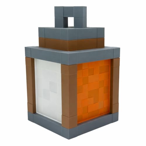 Image of Pixel Style Block Miner Lantern & Night Lamp - Retro 8-Bit Gaming Room Decor | Hanging Light Prop for Desk & Bedroom | Safe for Kids (Tealight Version)