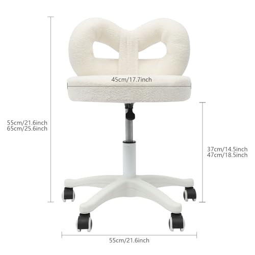 Chaise de coiffeuse à roulettes blanche petit fauteuil de bureau réglable