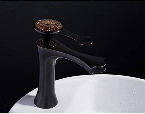 Robinet d'évier de salle de bain noir cuivre mitigeur eau chaude froide