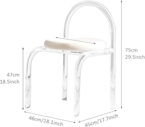 Silla de maquillaje acrílica moderna con cojín de terciopelo cómodo para tocador de dormitorio 2