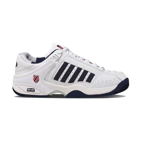 K-Swiss Defier Rs - Zapatillas de tenis Hombre, color blanco - white (white/dressblue/fieryred 164), talla 42.5 EU