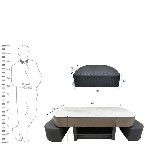 Image of The Attic Victoria Coffee Table Set with 2 stools, Modern Coffee Table for Living Room
