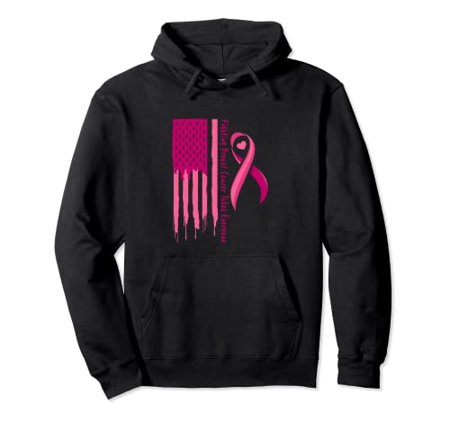 Fighting Breast Cancer Takes Everyone USA Flag with Ribbon Sudadera con Capucha