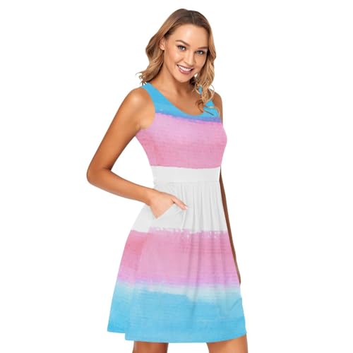 Vestido rosa y azul arcoíris trans sin mangas para lucir con orgullo