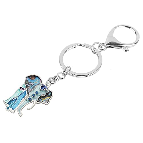WEVENI Alloy Jungle Blue Elephant Keychain for Women Girls Enamel Jewelry Bag Car Purse Charms (Blue)3