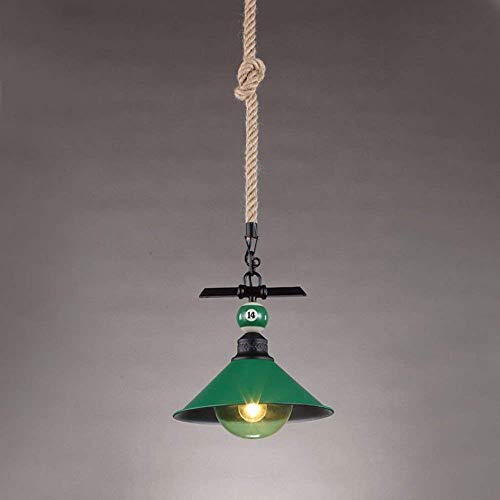 Lámpara de techo industrial en cuerda de cáñamo tejida a mano diseño vintage verde de 26 cm