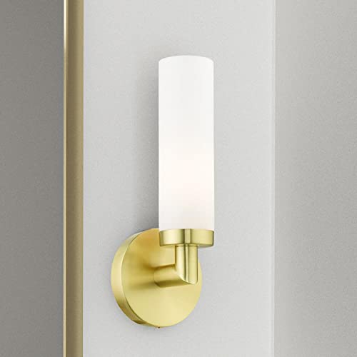 Image of Livex Lighting Aero 1 Light Wall Sconce Satin Brass Finish, 4.25 x 11