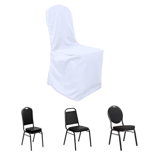 BalsaCircle 100 pcs White Polyester Banquet Chair Covers for Party Wedding Linens Decorations Dining Ceremony Reception Supplies