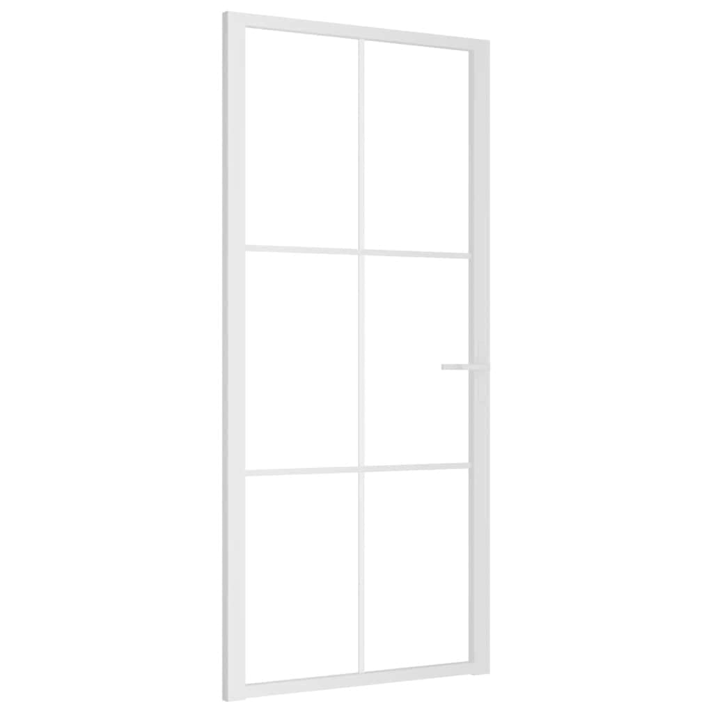 Innentür aus EGS-Glas und Aluminium, weiß, 93 x 201,5 cm, für Badezimmer, Wohnzimmer, Küche, weiß und transparent, 3 x 2 Gitter