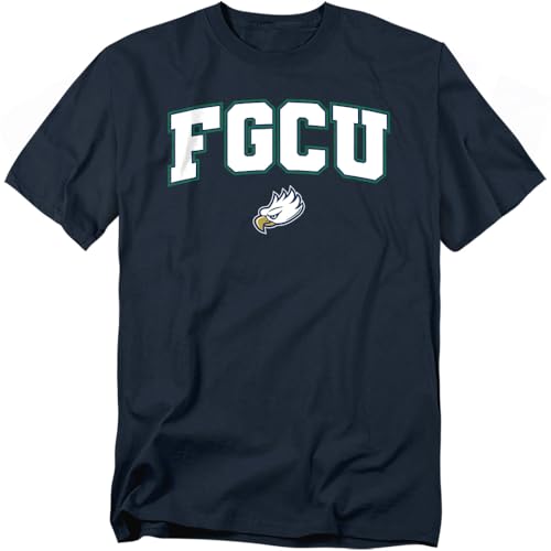 LOGOVISION Florida Gulf Coast University Arch Logo Unisex Adult T Shirt, Navy, Large