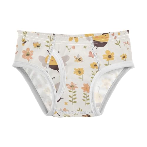 KLL Embroidery Bee Butterfly Flowers Toddler Boys Pure Cotton Underwear Briefs Cute Children Undies