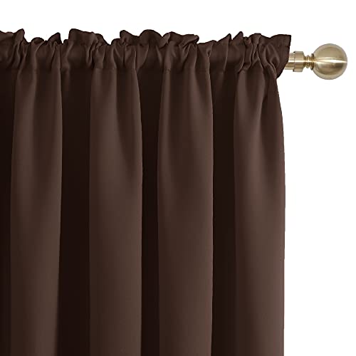 Image of Deconovo Blackout Curtains Set of 2, 5.2 Feet Long, Black Curtains for Bedroom, Thermal Insulated Window Curtains for Living Room - 52W x 63L Inch,Dark Brown Eyelet