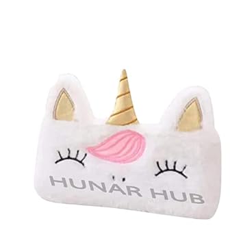 HUNAR HUB-Cute Magical Unicorn Print Multipurpose Reversible Sequence Pen/ Pencil/ Stationery Pouch, Wallet Purse Pouch/ Makeup Pouch/ Travel Kit for Kids/ Girls, Nice Birthday Gift-White