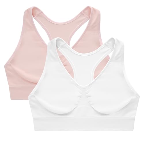 Hanes Women's Seamless Racerback Bra, Pullover Full-Coverage Bralette, 2-Pack