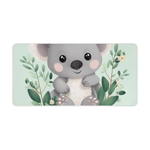 Koala Desk Mat Non-Slip Laptop Writing Pad Large Keyboard Mousepad with Rubber Base 23.6" X 11.8" Desk Protector Mat for Computer, Work, Gaming