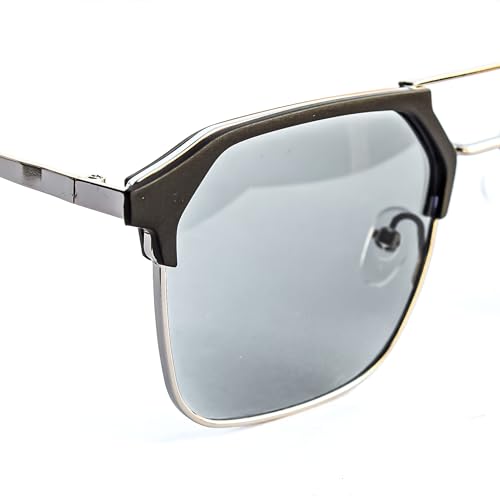 Image of Photochromic Square Sunglasses for Men, Metal Frame, UV Protection, Stylish Everyday Eyewear