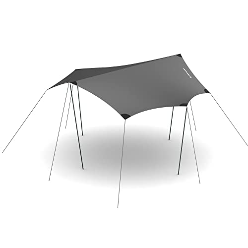 HEIMPLANET Original | Dawn Tarp V2 | Zelt Plane mit 5000mm Wassersäule | Zeltplane mit Ösen | Unterstützt 1% for The Planet (Grau, L)