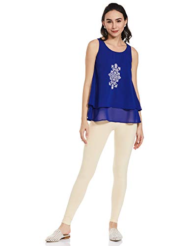 Image of GO COLORS Soft Cotton Stretch Ankle Length Leggings for Women | Breathable