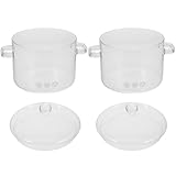 SUPVOX Olla de Vidrio para Estofado Doble Asa 1900 Ml con Tapa Transparente Resistente al Calor para Sopa y Fideos Uso Doméstico Multifuncional en Cocina