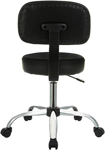 Amazon Basics Multi-Purpose Drafting Spa Bar Stool with Back Support, Upholstered, and Wheels, Black, 22.72"D x 22.72"W x 37.8"H - image 4