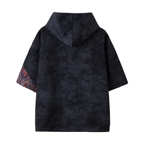 T-shirt à capuche patchwork homme coupe ample pour éviter la chaleur