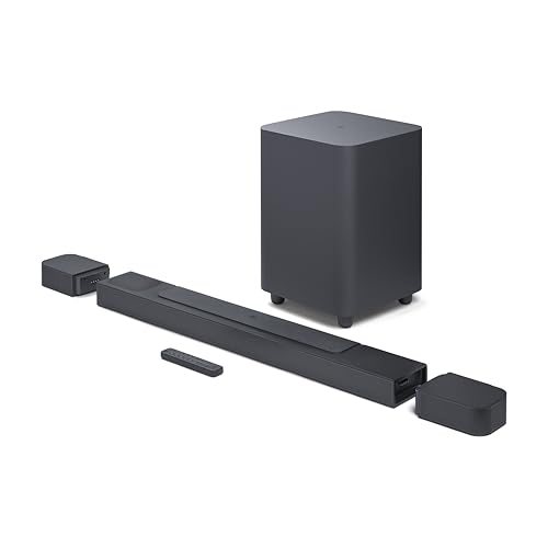 JBL Bar 800 5.1.2-Channel Soundbar with Dolby Atmos, Detachable Surround Speakers, 10' Wireless Subwoofer, Built-in Wi-Fi with AirPlay, Chromecast, Black, Renewed