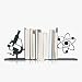 Science Metal Bookends, Atom and Microscope Decor for Bookshelf Home Study Room Science Classroom Decor, Science Gift for Science Teacher Professor Scientist Nerd New Graduate and Friend