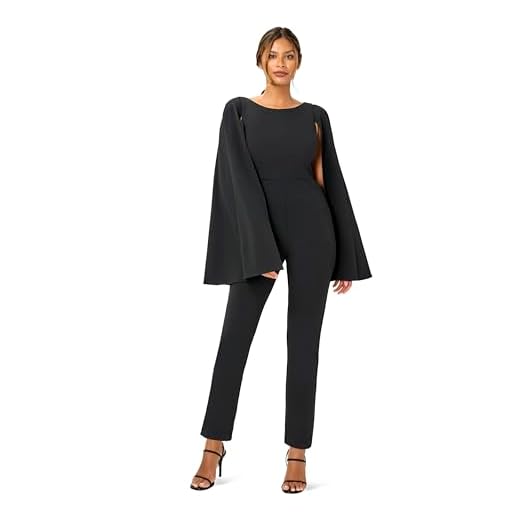 Adrianna Papell Women's Knit Crepe Cape Jumpsuit, Black, 8