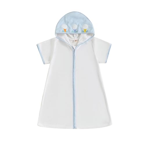 Image of Baby Girls Boys Terry Cloth Swim Cover Up Zip Up Hooded Bathing Suit Coverup Wraps Kid Summer Pool Beach Swimsuit