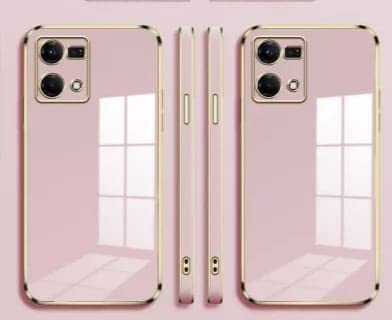 Image of Apurb Store for Oppo F21 Pro 4g Plating Square Gold Frame Phone Case Luxury Soft Silicone Back Cover (for Oppo F21 Pro 4g, Pink)