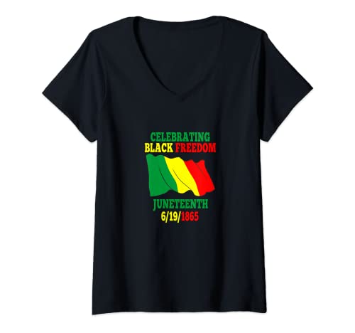 Mujer Juneteenth June 19th 1865 Black Freedom Independence History Camiseta Cuello V