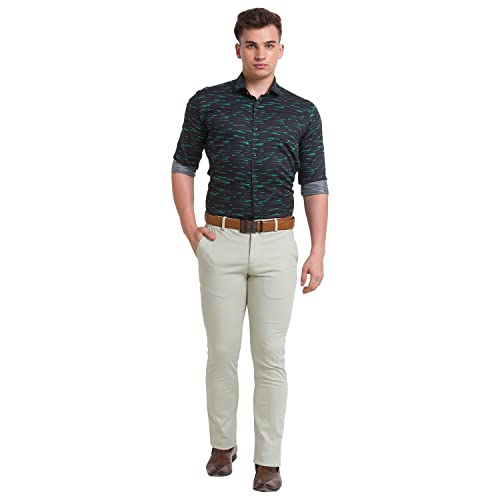 Image of Park Avenue Men's Pure Cotton Print Pattern Slim Fit Cut Away Collar Full Sleeve Casual Shirt