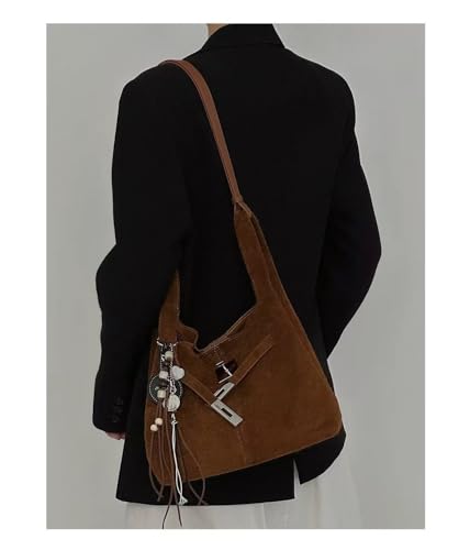 Suede Matte Leather Bucket Bag Handbag Hobo Totes Shoulder Crossbody Bag Commuter Lock Sling Satchel Luxury Elegant4