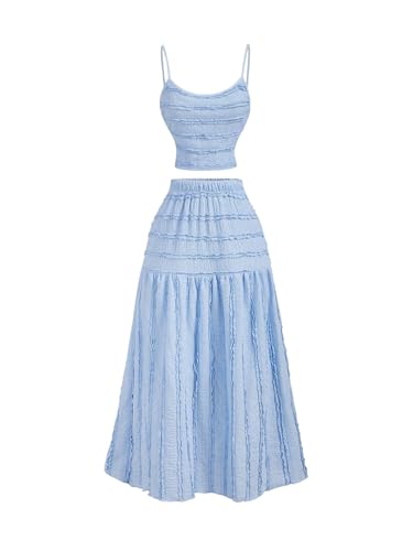 SOLY HUX Women's Summer Camisole and Long Skirts 2 Piece Skirt Set Beach Vacation Outfits