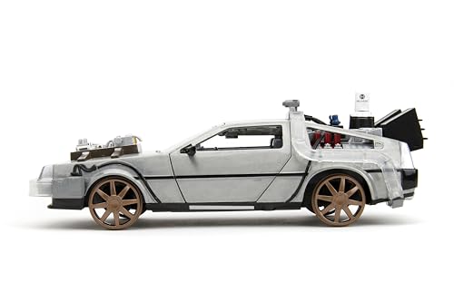 Back to The Future Part III 1:24 Time Machine Rail Wheels Die-Cast Car, Toys for Kids and Adults Silver - Image 3